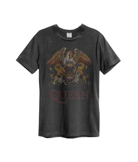 Queen Colour Crest Vintage T-Shirt (Charcoal) [T-Shirt]