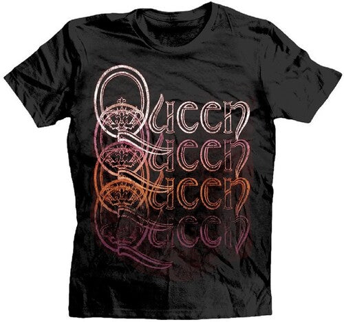 Queen Repeat Logo Black Unisex Short Sleeve T-shirt Med [T-Shirt] - Rock Band Apparel