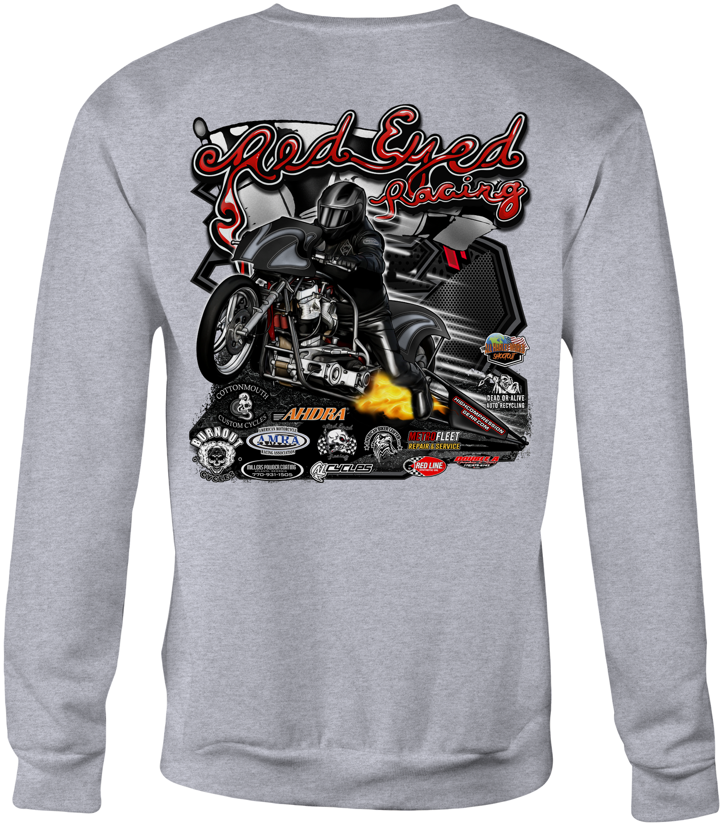 Red Eyed Racing Crewneck Sweatshirts