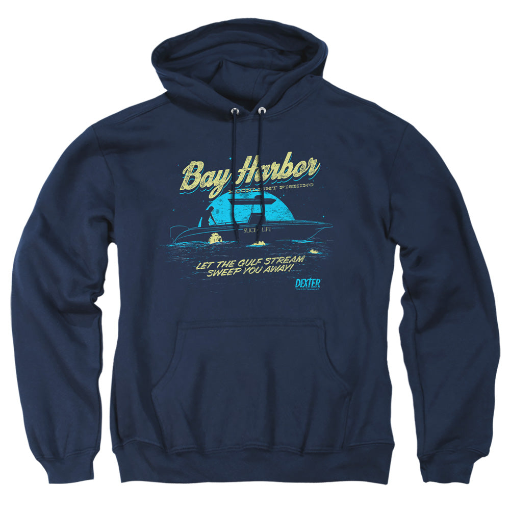Dexter Moonlight Fishing Mens Hoodie Navy Officially Licensed