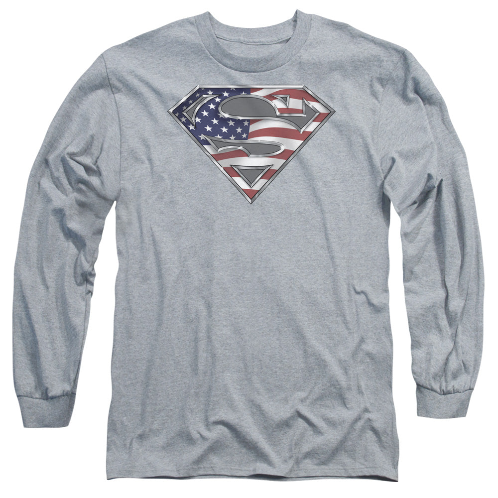 Superman All Mens Long Sleeve Shirt Athletic Heather Officially Licensed