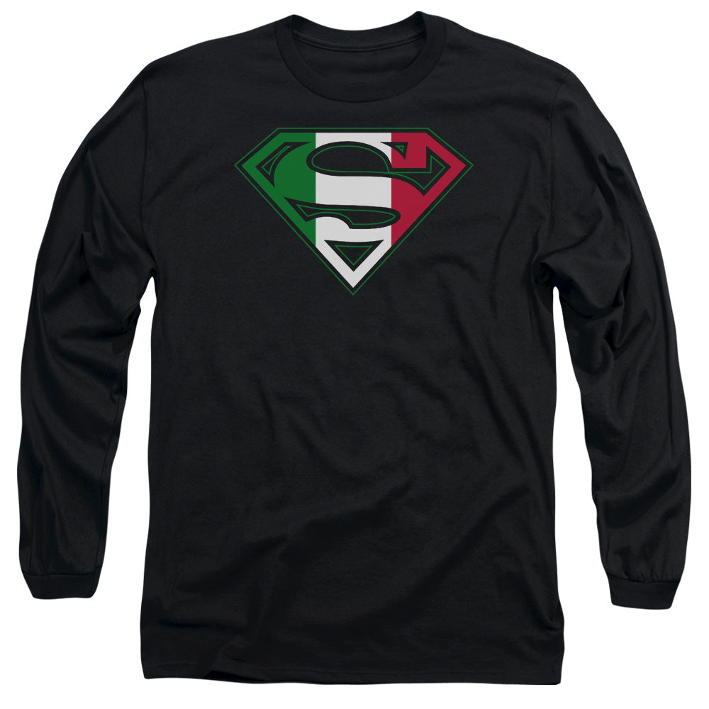 Superman Italian Shield Mens Long Sleeve Shirt Black Officially Licensed