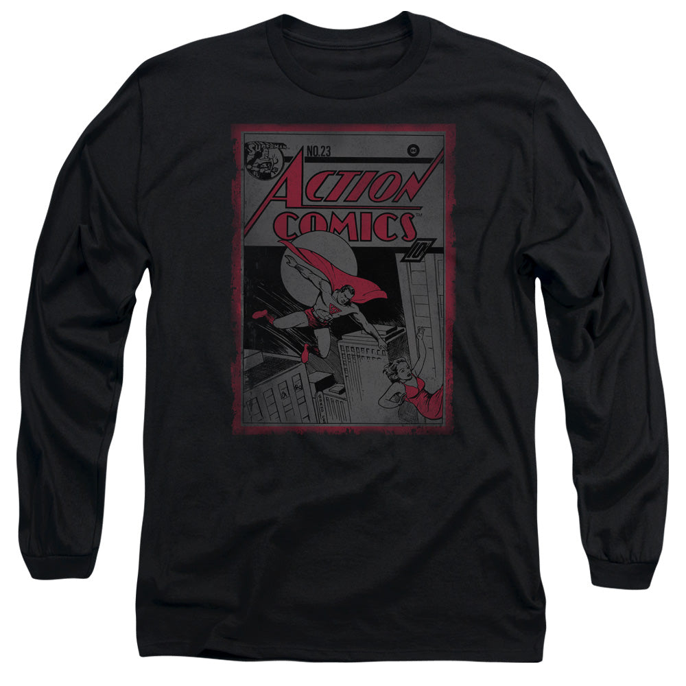 Superman Action Comics 23 Mens Long Sleeve Shirt Black Officially Licensed