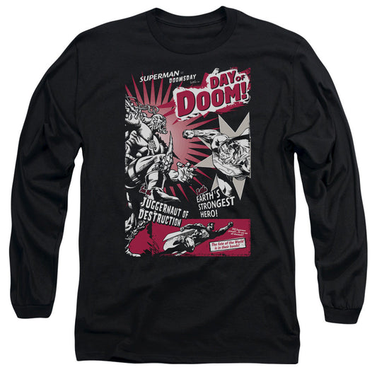 Superman Day Of Doom Mens Long Sleeve Shirt Black Officially Licensed