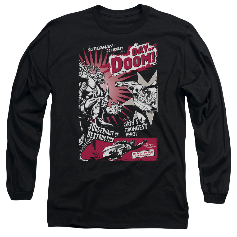 Superman Day Of Doom Mens Long Sleeve Shirt Black Officially Licensed