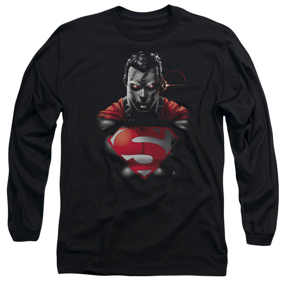 Superman Heat Vision Charged Mens Long Sleeve Shirt Black Officially Licensed