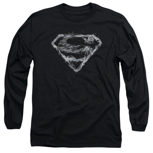 Superman Smoking Shield Mens Long Sleeve Shirt Black Officially Licensed