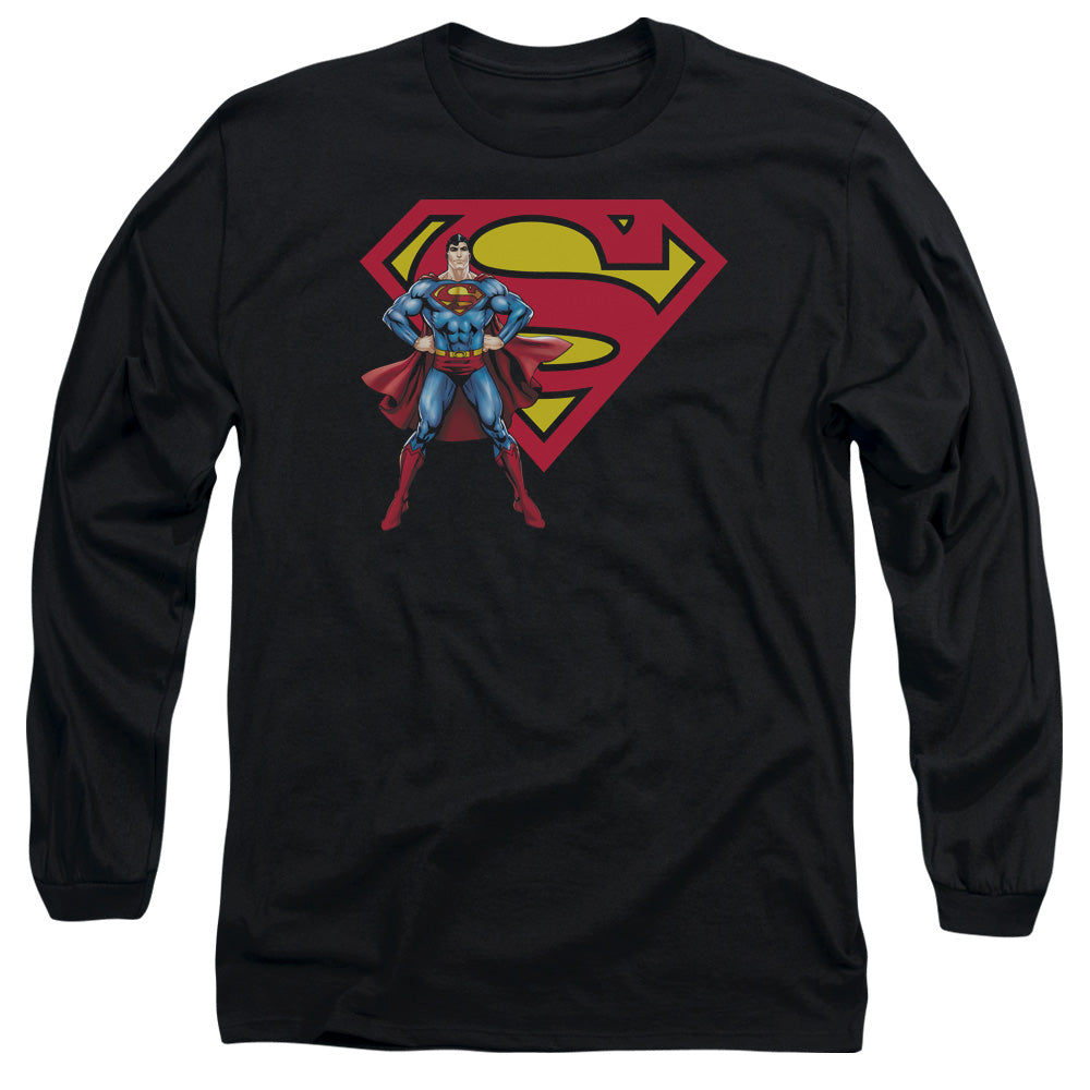 Superman Superman & Logo Mens Long Sleeve Shirt Black Officially Licensed
