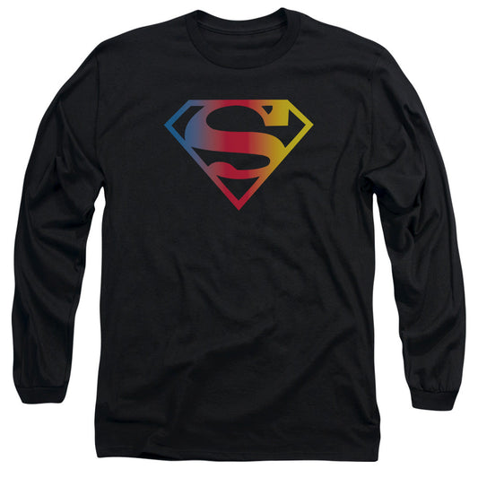 Superman Gradient Superman Logo Mens Long Sleeve Shirt Black Officially Licensed