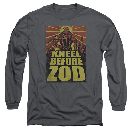 Superman Zod Poster Mens Long Sleeve Shirt Charcoal Officially Licensed
