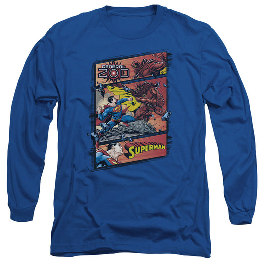 Superman Superman Vs Zod Mens Long Sleeve Shirt Royal Officially Licensed