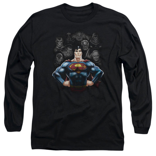 Superman Villains Mens Long Sleeve Shirt Black Officially Licensed