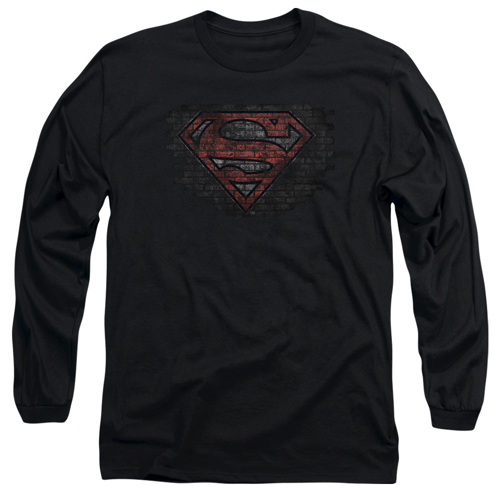 Superman Brick S Mens Long Sleeve Shirt Black Officially Licensed