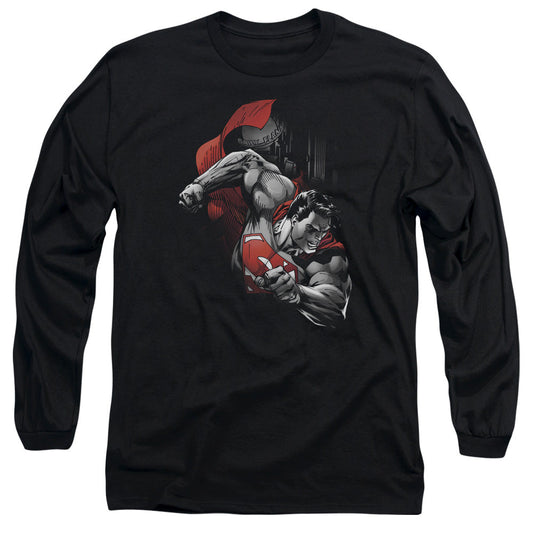 Superman My City Mens Long Sleeve Shirt Black Officially Licensed