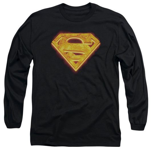 Superman Hot Steel Shield Mens Long Sleeve Shirt Black Officially Licensed