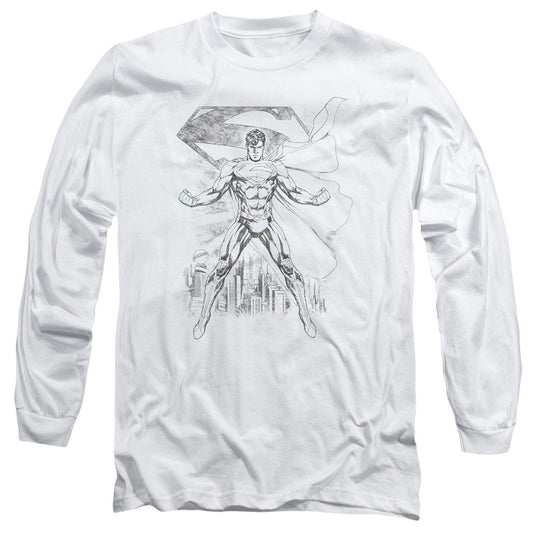 Superman Super Sketch Mens Long Sleeve Shirt White Officially Licensed