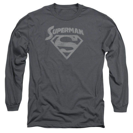 Superman Super Arch Mens Long Sleeve Shirt Charcoal Officially Licensed