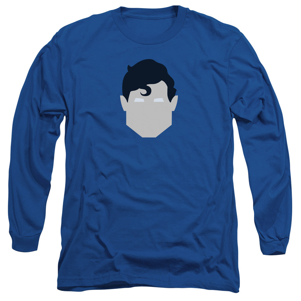 Superman Supes Head Mens Long Sleeve Shirt Royal Officially Licensed