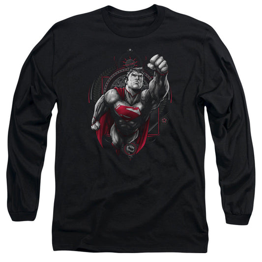 Superman Propaganda Superman Mens Long Sleeve Shirt Black Officially Licensed