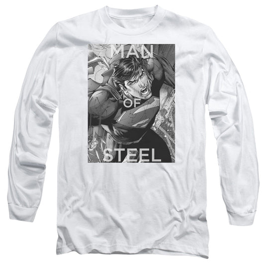 Superman Flight Of Steel Mens Long Sleeve Shirt White Officially Licensed