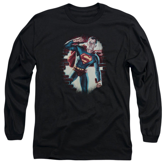 Superman Vintage Steel Mens Long Sleeve Shirt Black Officially Licensed
