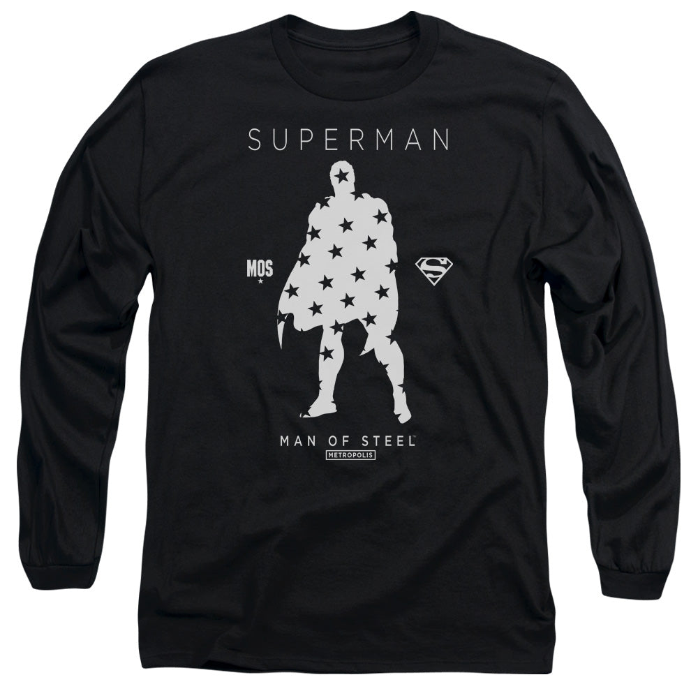 Superman Star Silhouette Mens Long Sleeve Shirt Black Officially Licensed