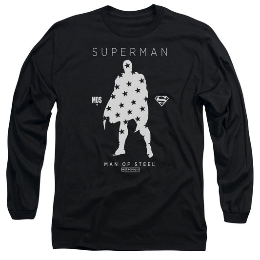 Superman Star Silhouette Mens Long Sleeve Shirt Black Officially Licensed