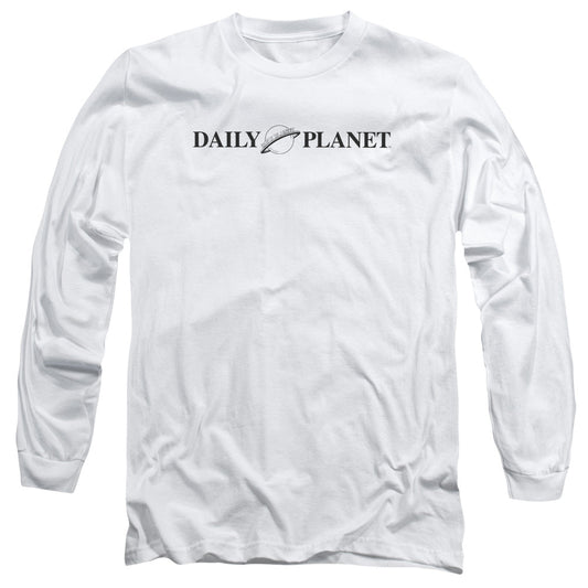 Superman Daily Planet Logo Mens Long Sleeve Shirt White Officially Licensed