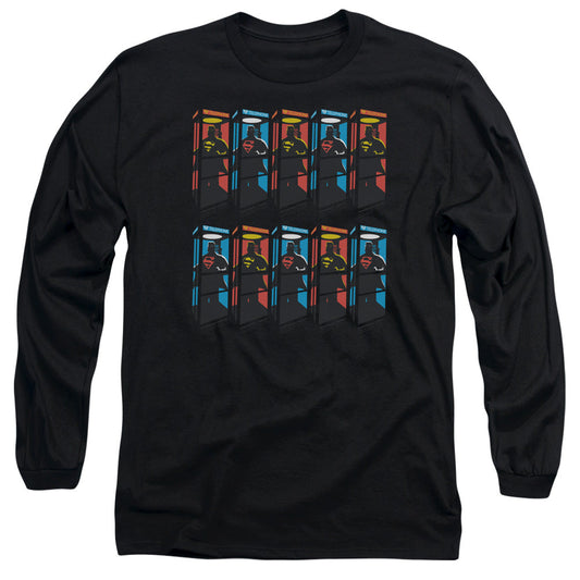 Superman Super Booths Mens Long Sleeve Shirt Black Officially Licensed