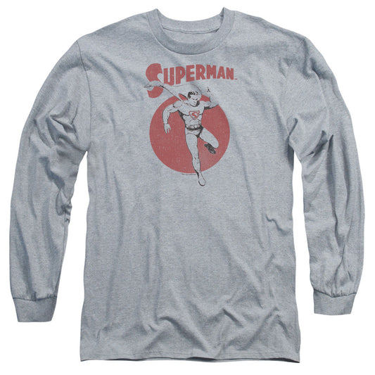 Superman Vintage Sphere Mens Long Sleeve Shirt Athletic Heather Officially Licensed