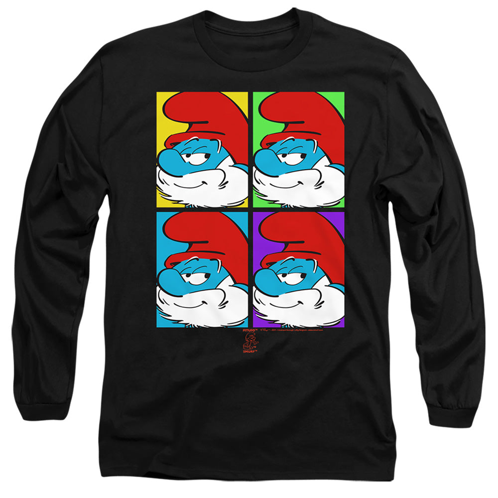 Smurfs Tiles Mens Long Sleeve Shirt Black Officially Licensed