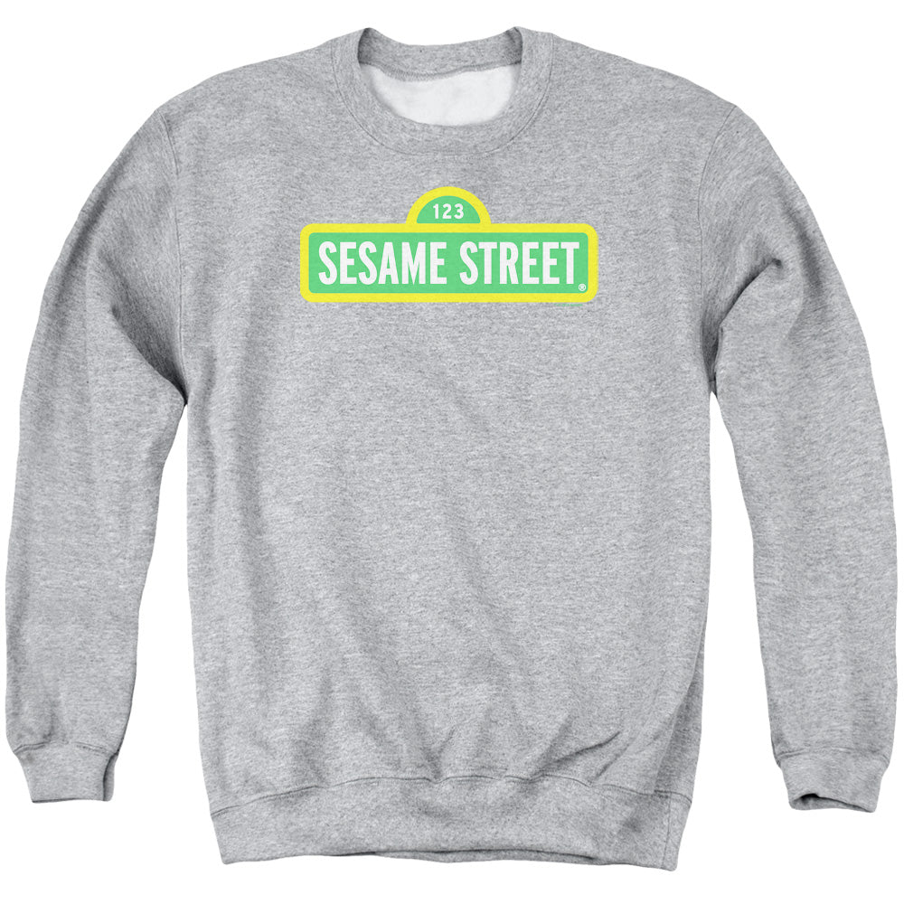 Sesame Street Logo Mens Crewneck Sweatshirt Athletic Heather Officially Licensed