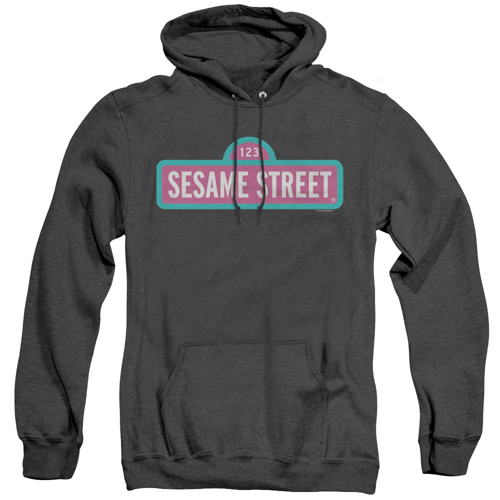 Sesame Street Alt Logo Mens Heather Hoodie Black Officially Licensed