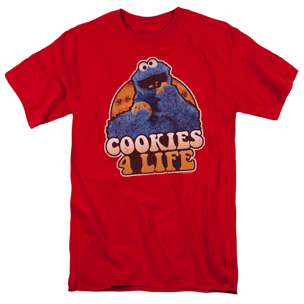 Sesame Street Cookies 4 Life Mens T Shirt Red Officially Licensed
