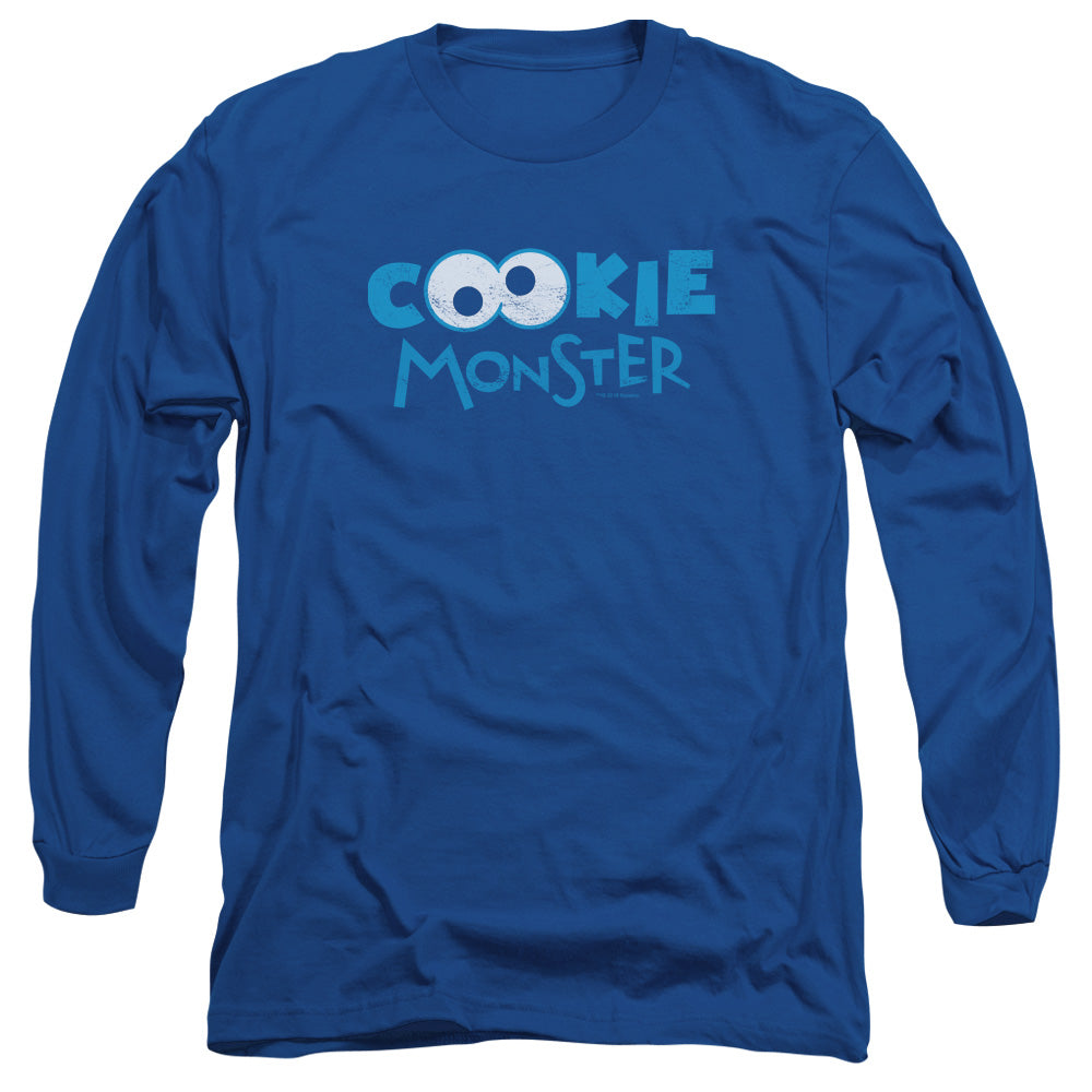 Sesame Street Cookie Eyes Mens Long Sleeve Shirt Royal Blue Officially Licensed