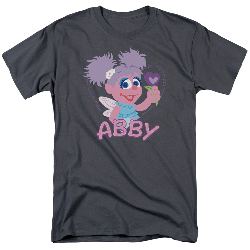 Sesame Street Flat Abby Mens T Shirt Charcoal Officially Licensed