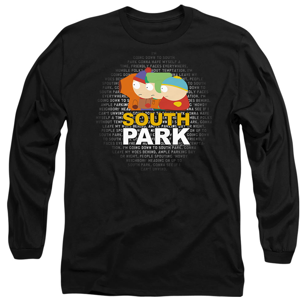 South Park Lyrics Mens Long Sleeve Shirt Black Officially Licensed