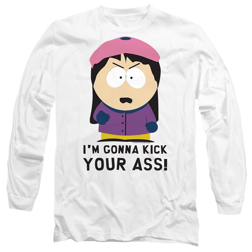 South Park Im Gonna Kick Your Ass Mens Long Sleeve Shirt White Officially Licensed