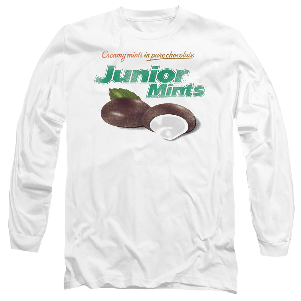 Tootsie Roll Junior Mints Logo Mens Long Sleeve Shirt White Officially Licensed