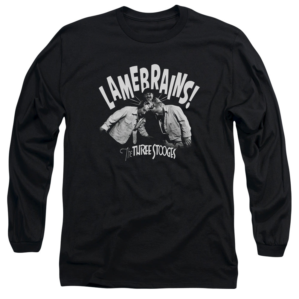 Three Stooges Lamebrains Mens Long Sleeve Shirt Black Officially Licensed
