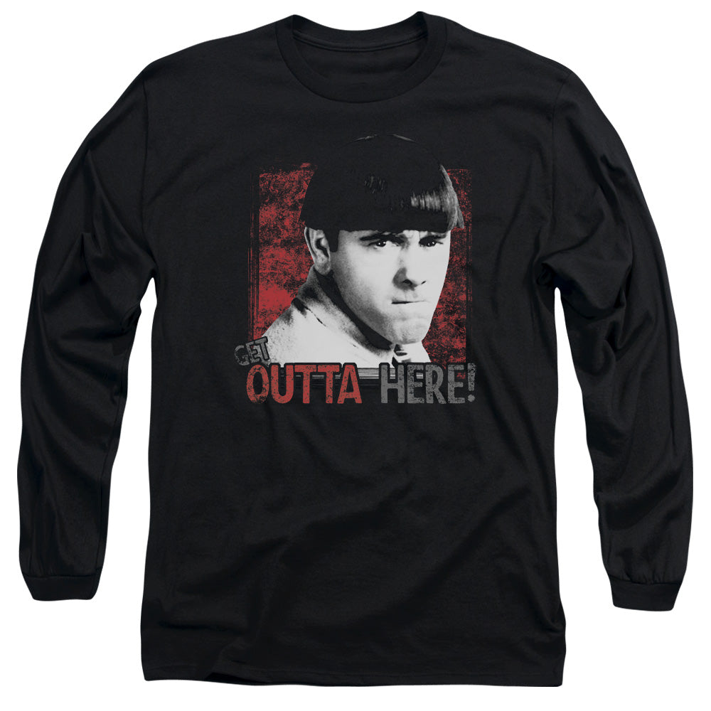 Three Stooges Get Outta Here Mens Long Sleeve Shirt Black Officially Licensed