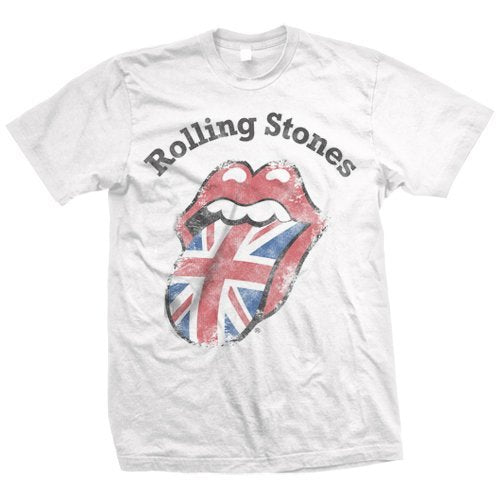 The Rolling Stones Men'S The Rolling Stones Distressed Union Jack T-Shirt,White,Medium [T-Shirt] - Rock Band Apparel