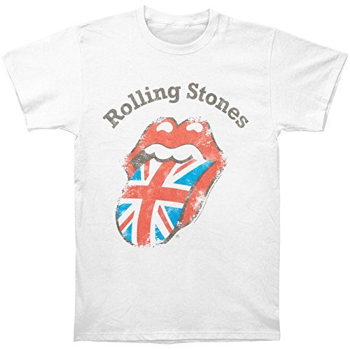 The Rolling Stones Men'S The Rolling Stones Distressed Union Jack T-Shirt,White,Small [T-Shirt] - Rock Band Apparel