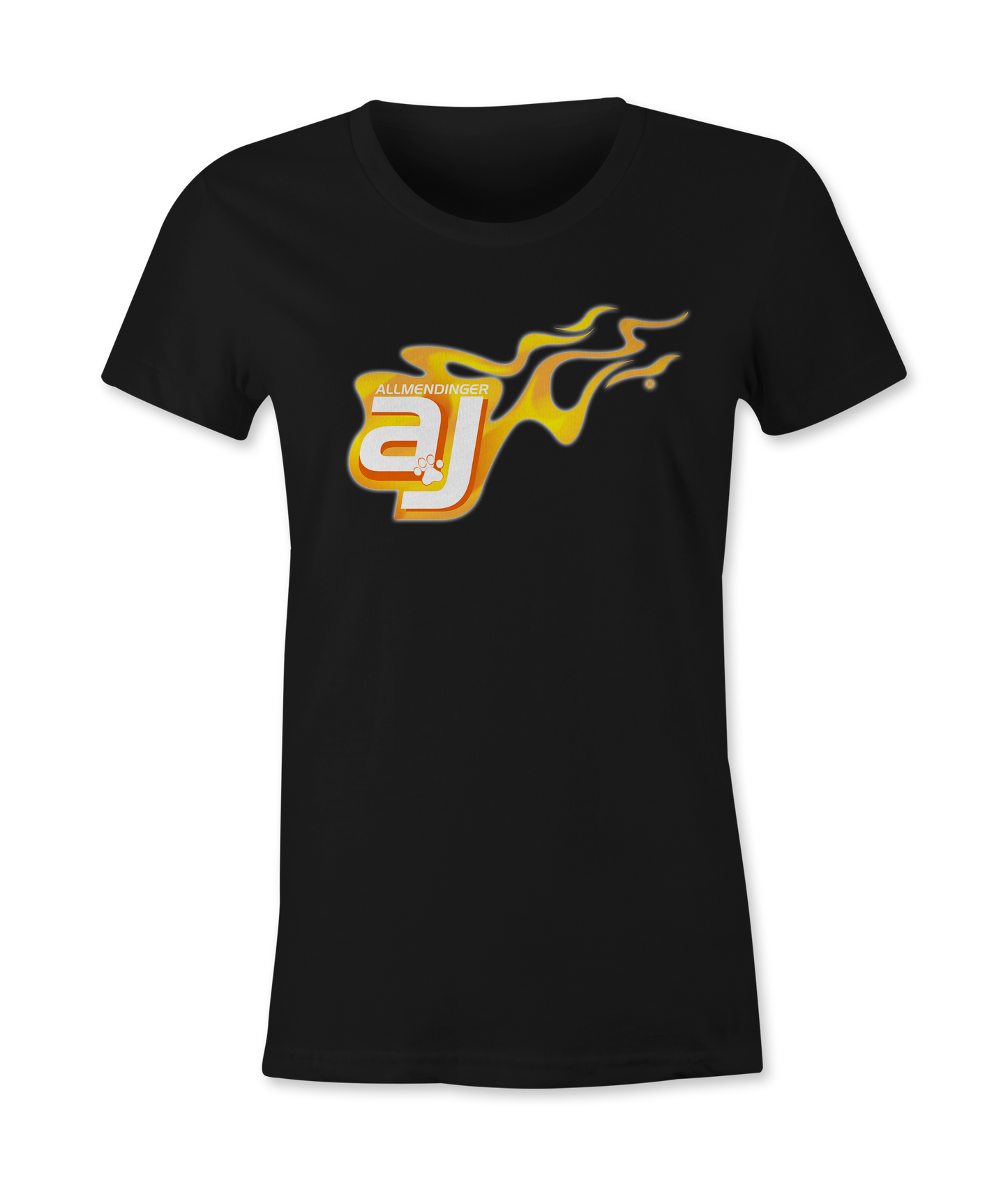 AJ Allmendinger - Women's Basic Tee Orange Flame Logo