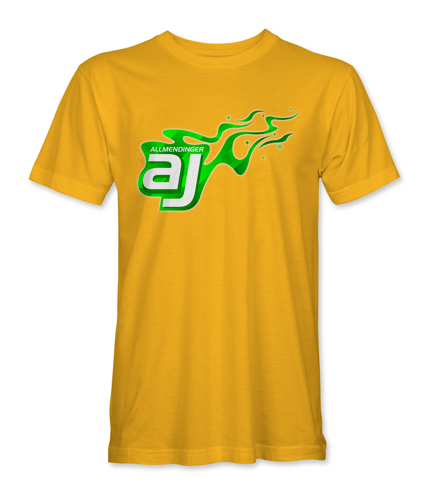 AJ Allmendinger - Basic Tee Green Flame Logo