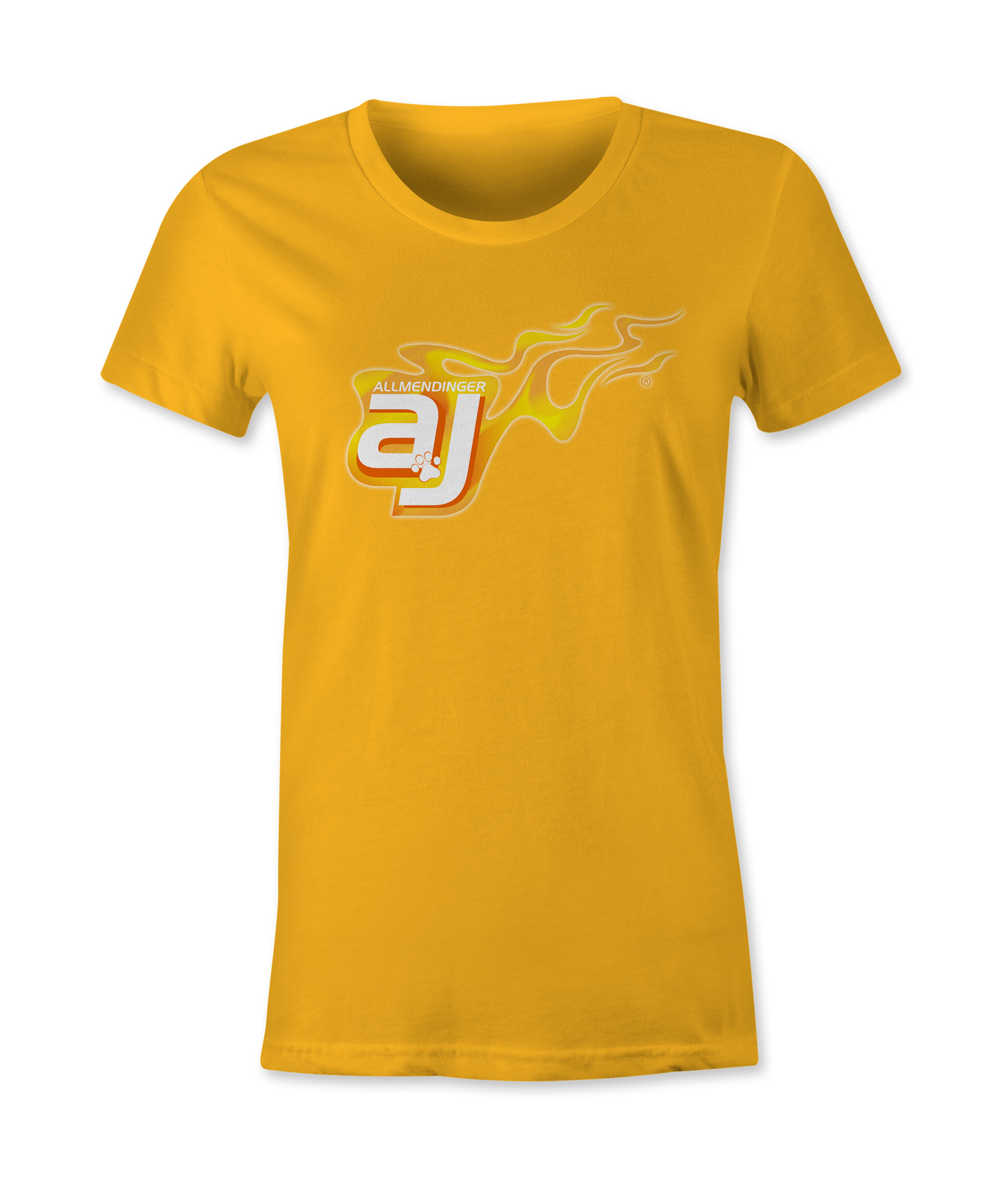 AJ Allmendinger - Women's Basic Tee Orange Flame Logo