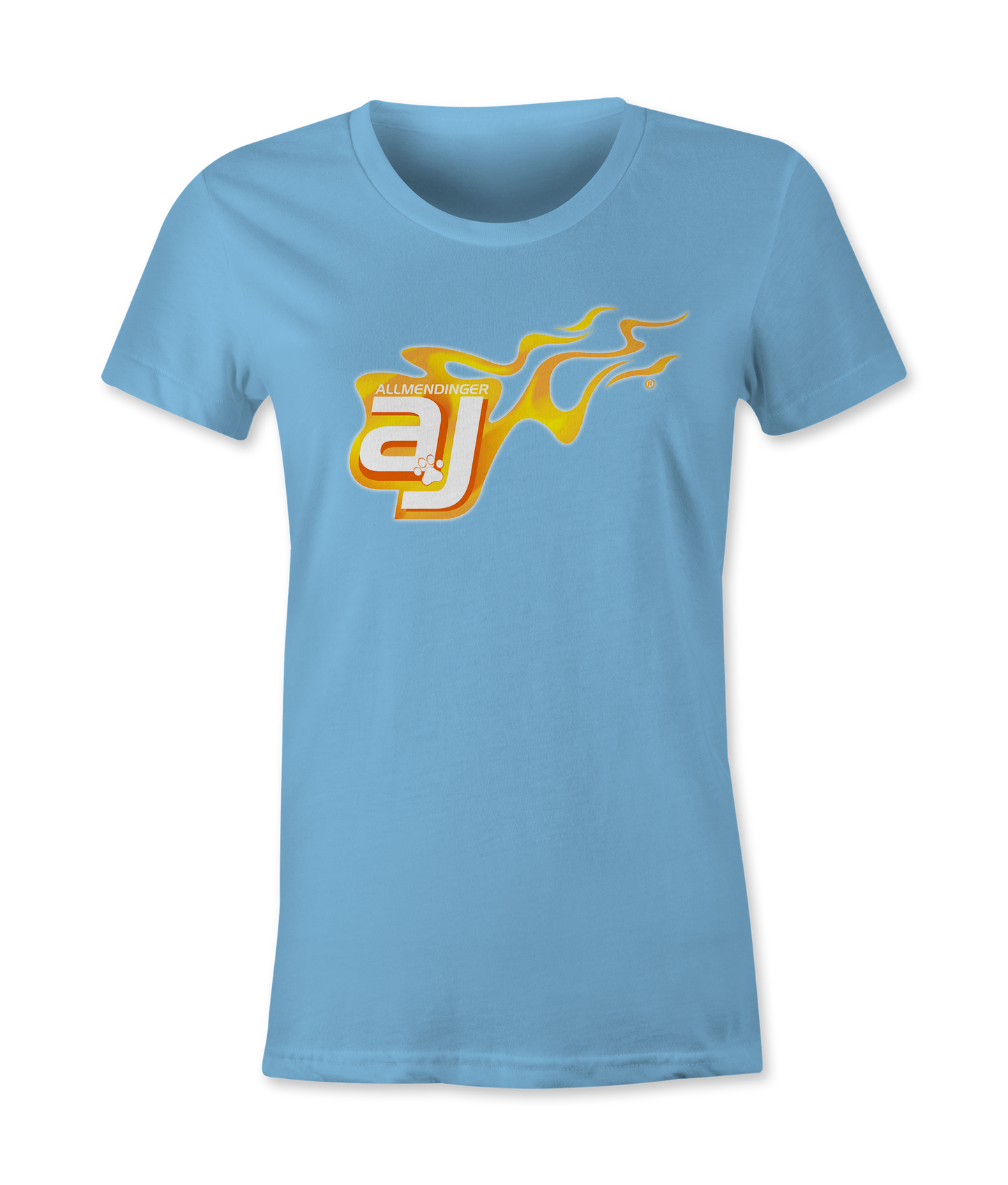 AJ Allmendinger - Women's Basic Tee Orange Flame Logo
