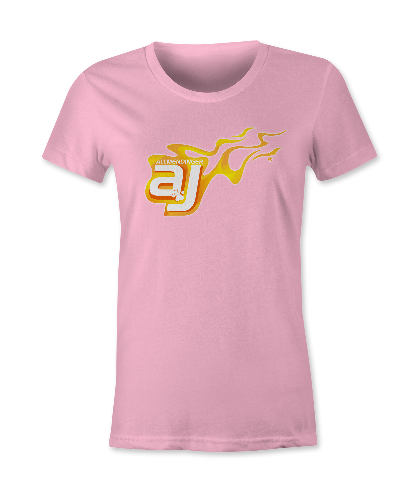 AJ Allmendinger - Women's Basic Tee Orange Flame Logo