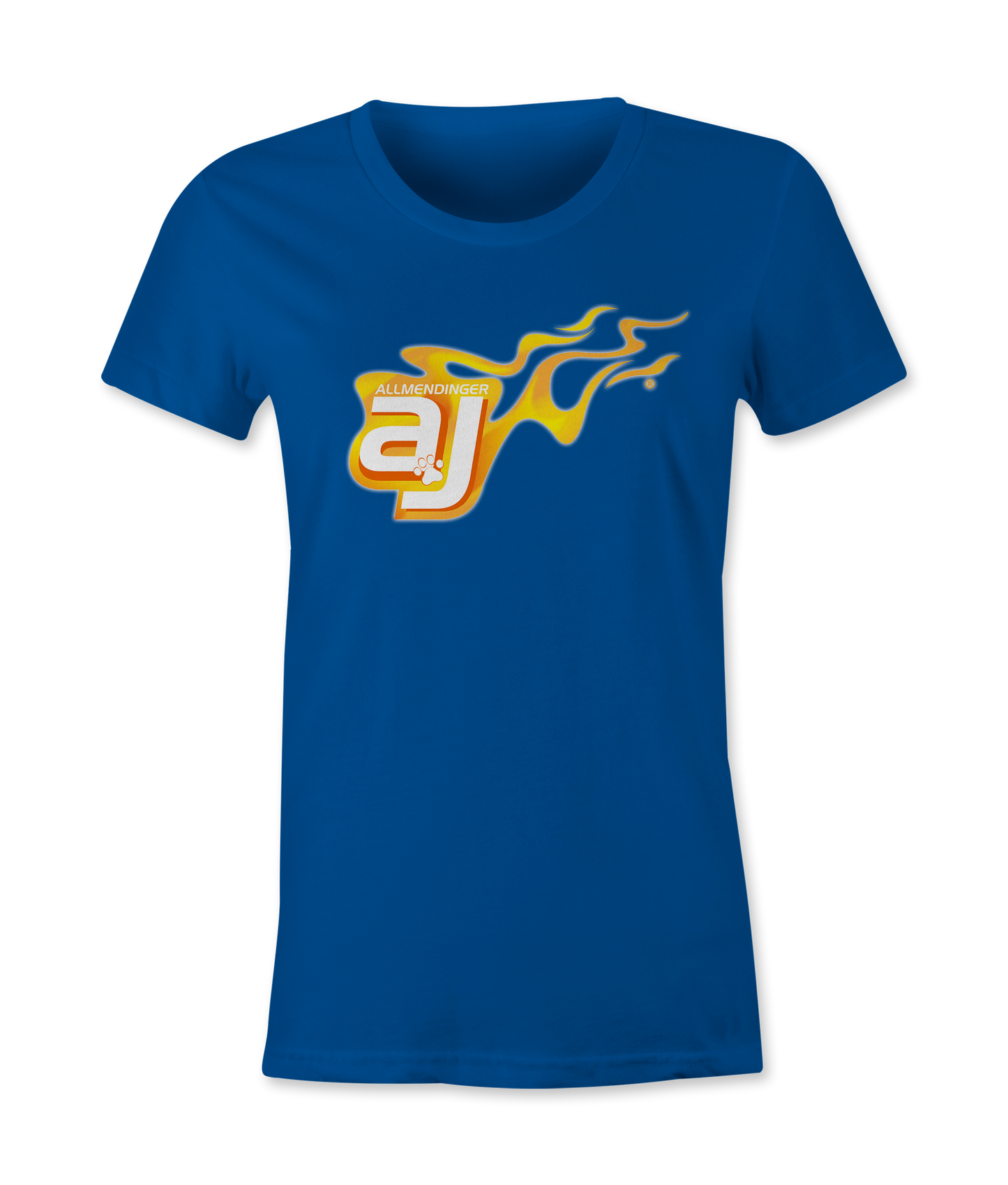 AJ Allmendinger - Women's Basic Tee Orange Flame Logo