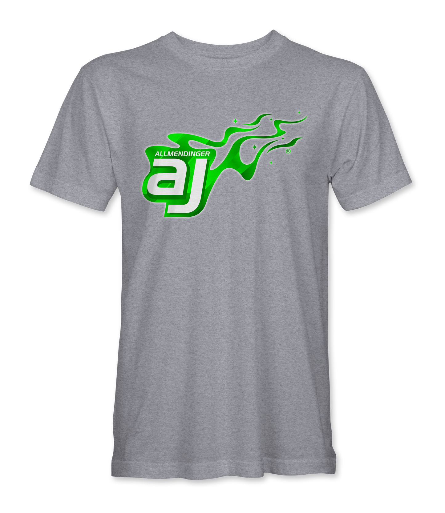 AJ Allmendinger - Basic Tee Green Flame Logo